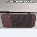 X Autohaux 2pcs Car Cd Visor Storage Cases Vehicle Sun Organizer With 10 Dvd Sleeves Black Red Line