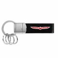 Ipick Image Compatible With Jeep Trailhawk Black Real Leather Strap Chrome Round Hook Metal Key Chain