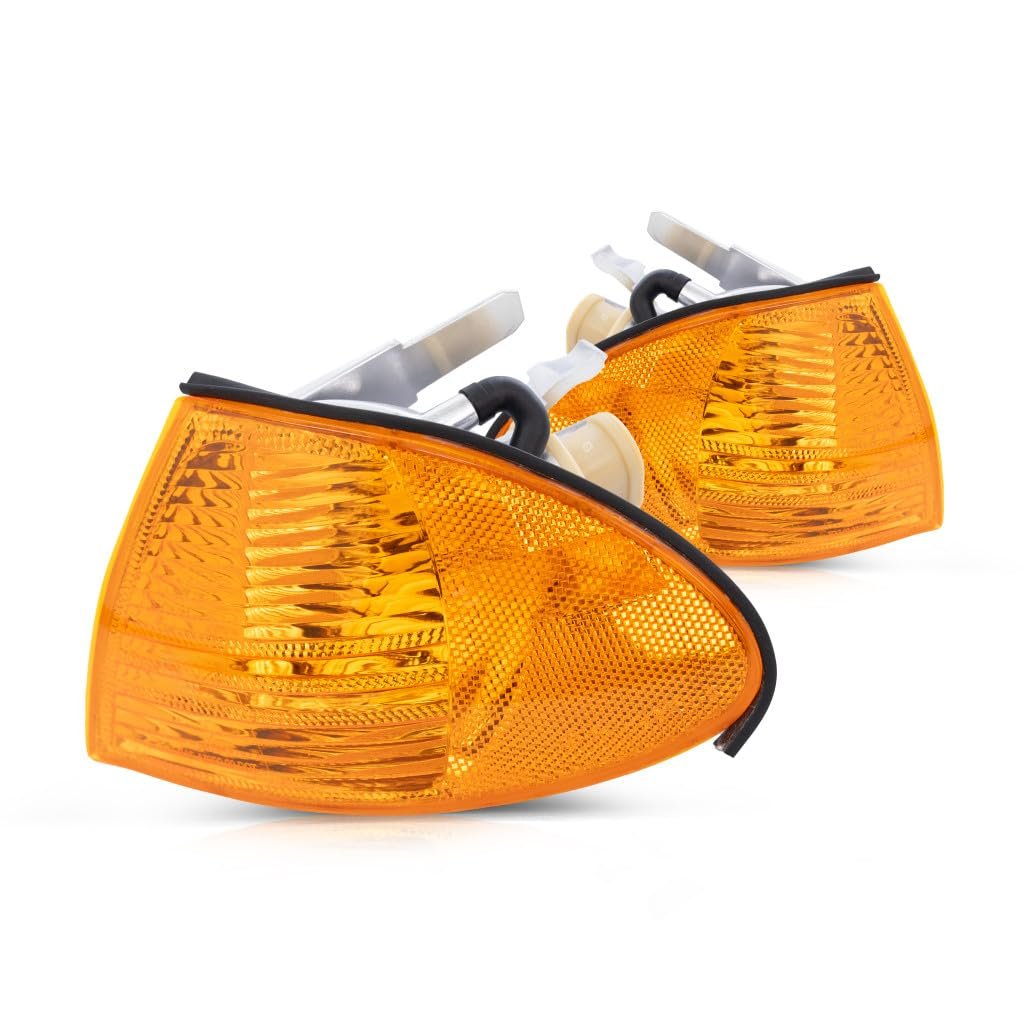Pair Park Signal Marker Light Combo For 1999 2000 Bmw 323i E46 Sedan 4dr Wagon Driver And Passenger Side With Amber Lens