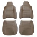 6pcs Driver Passenger Bottom Top Middle Seat Perforated Leather Replacement Covers Tan For Ford F250 F350 F450 F550 Lariat