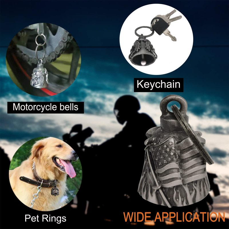 Dream Apparel Motorcycle Us Flag Rider Bell For Bikers Heavy Spirit Bells Accessory And Key Chain Luck Dbl4-l