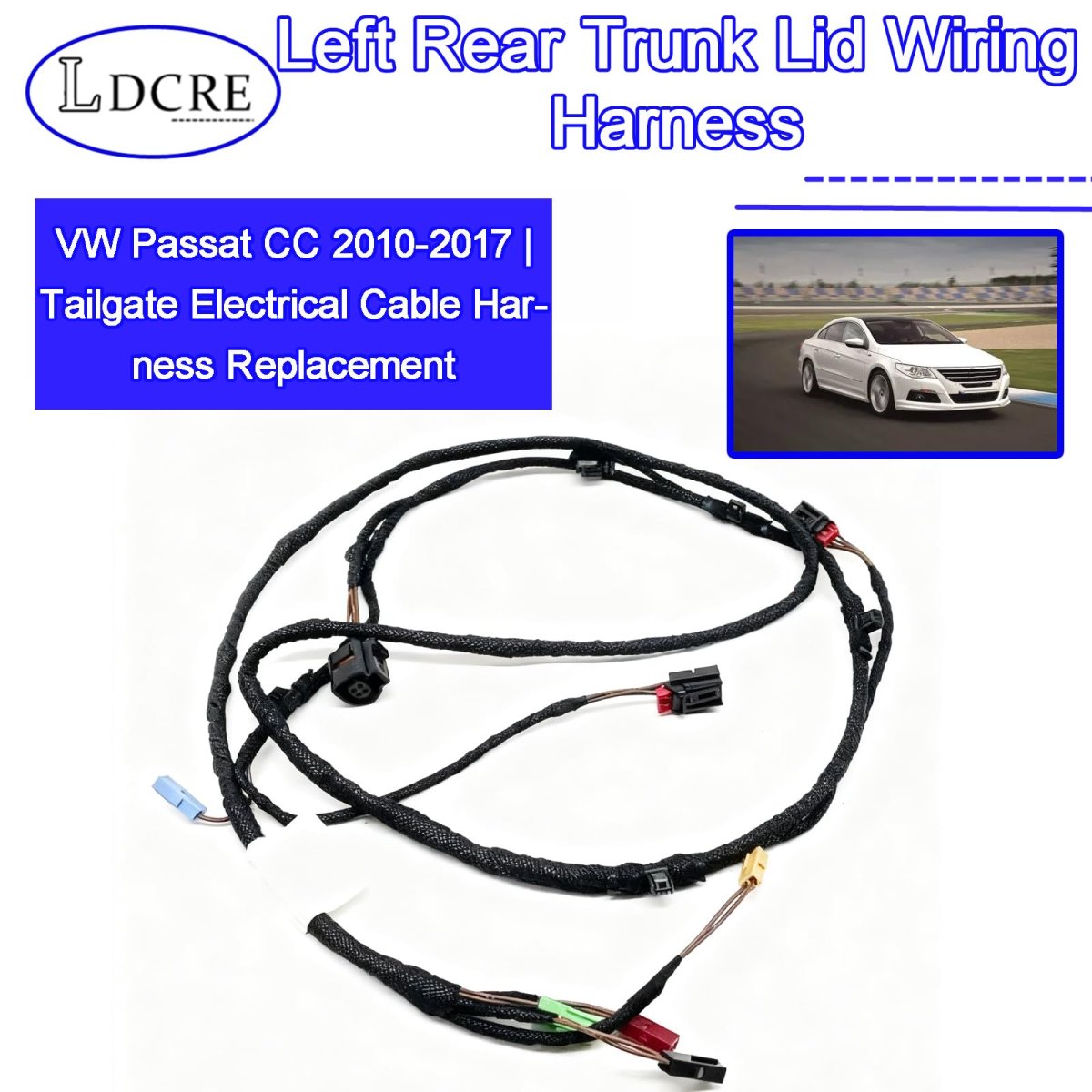 Left Rear Trunk Lid Wiring Harness 3c8971182j For Vw Passat Cc 2010 2017 Tailgate Electrical Cable Replacement