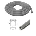 Gray Vinyl Shower Door Bulb Seal For Frameless Doors 20 Ft Long With 3 16 In Rigid Flat Base