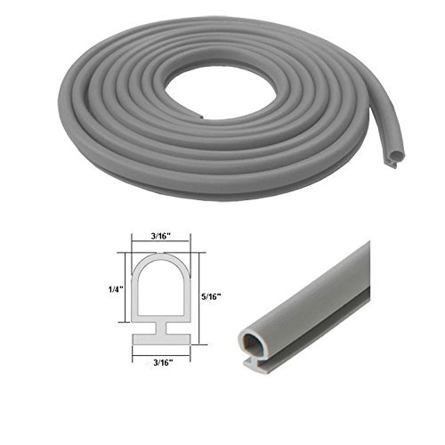 Gray Vinyl Shower Door Bulb Seal For Frameless Doors 20 Ft Long With 3 16 In Rigid Flat Base