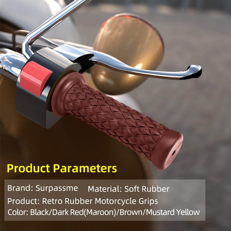 Motorcycle Grips Non Slip Rubber Bar End Thruster 7 8 22mm 24mm Comfort Hand Handlebar Grip Brown
