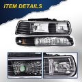 Front Headlights Assembly Headlamp For Chevy Silverado 1500 2500 Hd 1999-2002 Suburban 2000-2006 Clear Lens Black Housing Amber