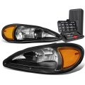 Auto Dynasty Black Housing Amber Corner Headlight Head Lamps Tool Kit Compatible With Pontiac Grand Am 99-05