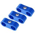 3pcs Aluminum Alloy An4 Car Hose Separator Clamp Fuel Line Connector For Oil Blue 