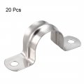 Uxcell 27mm 1 Rigid Pipe Strap 2 Holes 304 Stainless Steel Tension Tube Clip Clamp 20pcs
