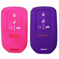 2 Pcs Silicone Key Fob Cover For Honda Accord Civic Crv Pilot 5 Button Remote Case Protector A2c81642600 Rose Purple 