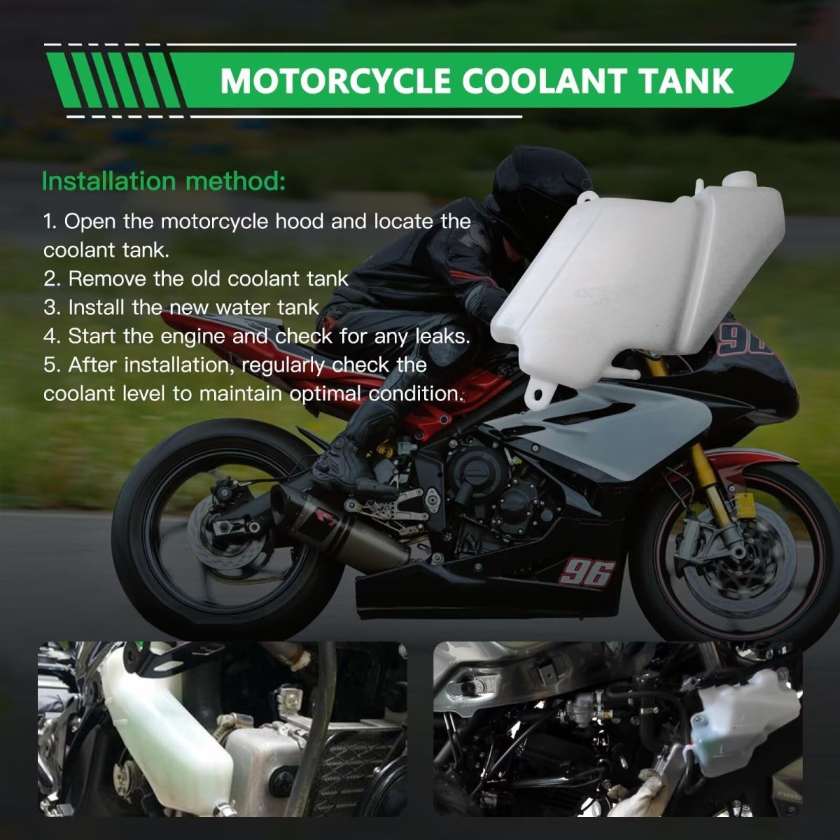 Updatd 43078-0553 Coolant Reservoir-plug And Play Fit For 2016 Kawasaki Ninja 650 Ex650 Abs