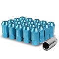 Auto Dynasty M12 X 1 25 Open End Wheel Lug Nuts With Deep Drive Extension Aluminum Alloy Light Blue 20-piece