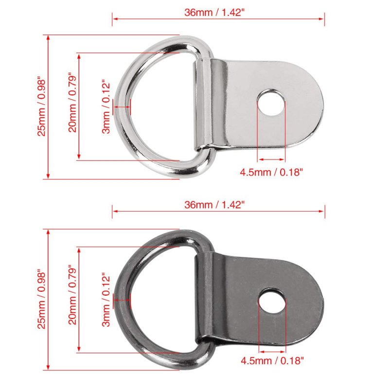 20pcs Silver Tone Titanium D Shape Tie Down Anchors Lashing Rings For Car Truck Trailer Cargo Rv Boats