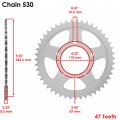 Caltric Rear Wheel Chain Sprocket Compatible With Suzuki 64511-20c11 6451120c11 47 Teeth