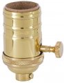 B P Lampa Heavy Turned Brass Socket With Knob Polished And Lacquered Finish 3-way Function No Uno Thread 