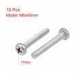 Uxcell M6x40mm Machine Screws Pan Phillips Cross Head Screw 304 Stainless Steel Fasteners Bolts 10pcs