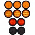 Astra Depot Combo 10pcs 6 Red 4 Amber Round 24-led Tail Light With Rubber Grommet Plug Stop Brake Running Turn Signal Parking
