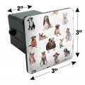Cool Dogs In Outfits Paw Print Pattern Tow Trailer Hitch Cover Plug Insert
