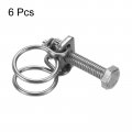 Uxcell 6pcs Double Wire Hose Clamp 13-16mm Adjustable Stainless Steel Clips With M6 Bolt For Dust Collection Pump Pipe