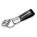 Dodge Durango Black Real Leather Strap Keychain With Chrome Round Hook Official Licensed Metal Key Chain 3 65 In X 1