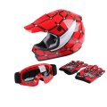 Kids Dirt Bike Helmet Youth Motorcycle Full Face Dot Certified For Motocross Atv Off Road Street With Goggles And Gloves Red