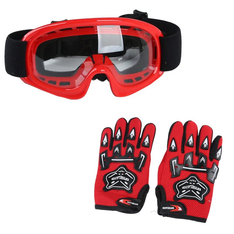 Kids Dirt Bike Helmet Youth Motorcycle Full Face Dot Certified For Motocross Atv Off Road Street With Goggles And Gloves Red
