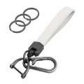 Ohkyoot Microfiber Leather Car Keychain Wrist Lanyard Wristlet Universal Key Holder For Men And Women White Black 