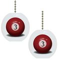 Set Of 2 Billiards Three 3 Ball Solid Ceramic Fan Pulls 
