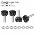 Uxcell 4 Set M8 X 25mm Male Thread Knurled Knobs Thumb Screws With Nuts Washers Clamping Knob Grip Plastic Head Hand