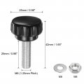 Uxcell 4 Set M8 X 25mm Male Thread Knurled Knobs Thumb Screws With Nuts Washers Clamping Knob Grip Plastic Head Hand