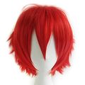 Alacos Synthetic Short Straight Red Fluffy Full Head Wig Men Women Spiky Hair Anime Cosplay Costume Party 