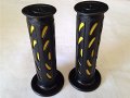 Hongk- Sport Bike Bean Style Engraved Gel Grips Yellow Compatible With Aprilla Bmw Ducati Triumph Kawasaki Suzuki Polaris Dirt