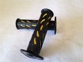 Hongk- Sport Bike Bean Style Engraved Gel Grips Yellow Compatible With Aprilla Bmw Ducati Triumph Kawasaki Suzuki Polaris Dirt