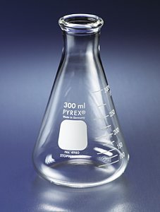 Pyrex 250ml Narrow Mouth Erlenmeyer Flasks With Heavy Duty Rim Ea