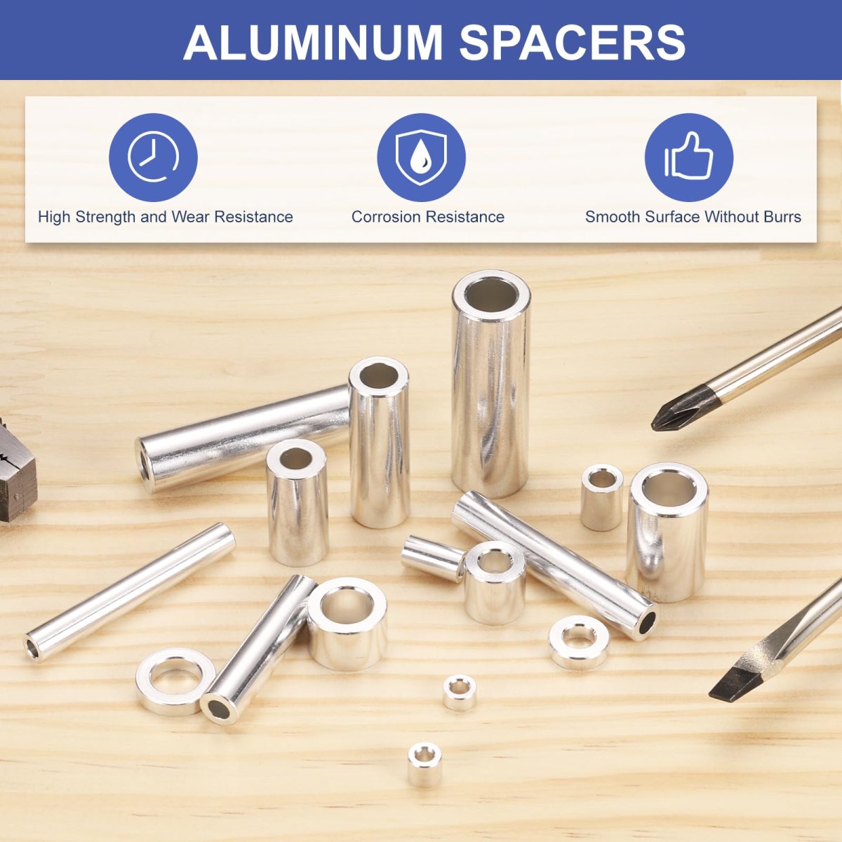 16pcs Aluminum Spacer 8 Id X 7 32 Od 1 9 16 Length 3 1x5 5x40mm Screw Standoff Bushing Plain Finish Unthreaded Round Metal For