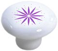 Set Of 2 Purple Starburst Ceramic Cabinet Drawer Knobs 
