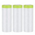 Pre-taped Masking Film 6 Ft X 49ft Plastic Drop Cloth With Medium-tack Painters Tape For Painting Protection Cyan 3pcs 