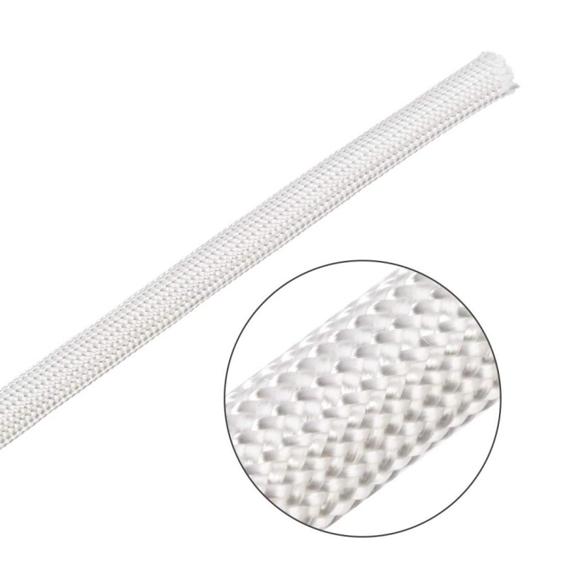 Insulation Braid Sleeving 33ft-5mm High Temp Fiberglass Sleeve White