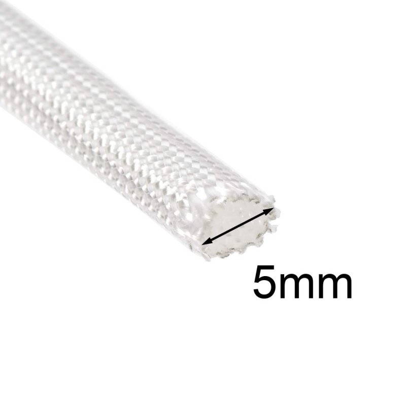 Insulation Braid Sleeving 33ft-5mm High Temp Fiberglass Sleeve White