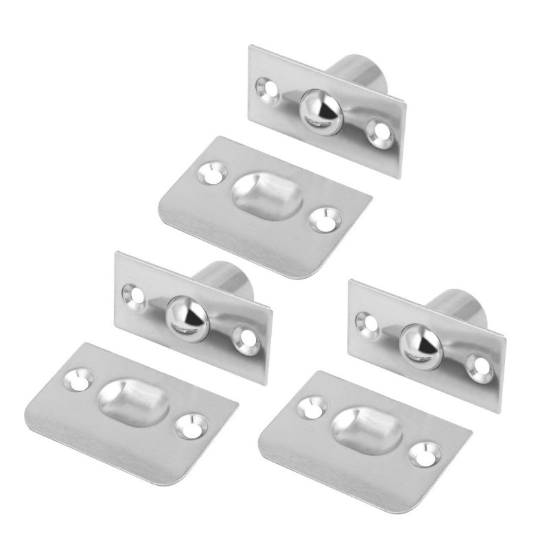 3 Pcs Household Metal Door Cabinet Closet Ball Catch Latch Catcher Silver Tone