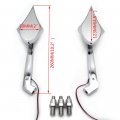 Motorcycle Spike Diamond Led Turn Signal Integrated Mirrors Chrome Universal Fit For Kawasaki And Suzuki Cruiser Bikes Left