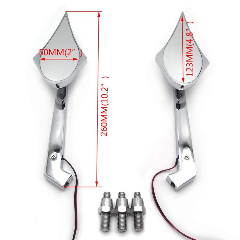 Motorcycle Spike Diamond Led Turn Signal Integrated Mirrors Chrome Universal Fit For Kawasaki And Suzuki Cruiser Bikes Left
