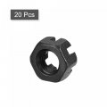 Uxcell M10x1 25mm Hexagon Slotted Nut Grade 4 8 Carbon Steel Hex Castle Nuts Black 20pcs