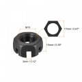 Uxcell M10x1 25mm Hexagon Slotted Nut Grade 4 8 Carbon Steel Hex Castle Nuts Black 20pcs