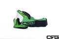 Crg Sports Motocross Atv Dirt Bike Off Road Racing Goggles Green T815-7-5 Transparent Lens Frame 