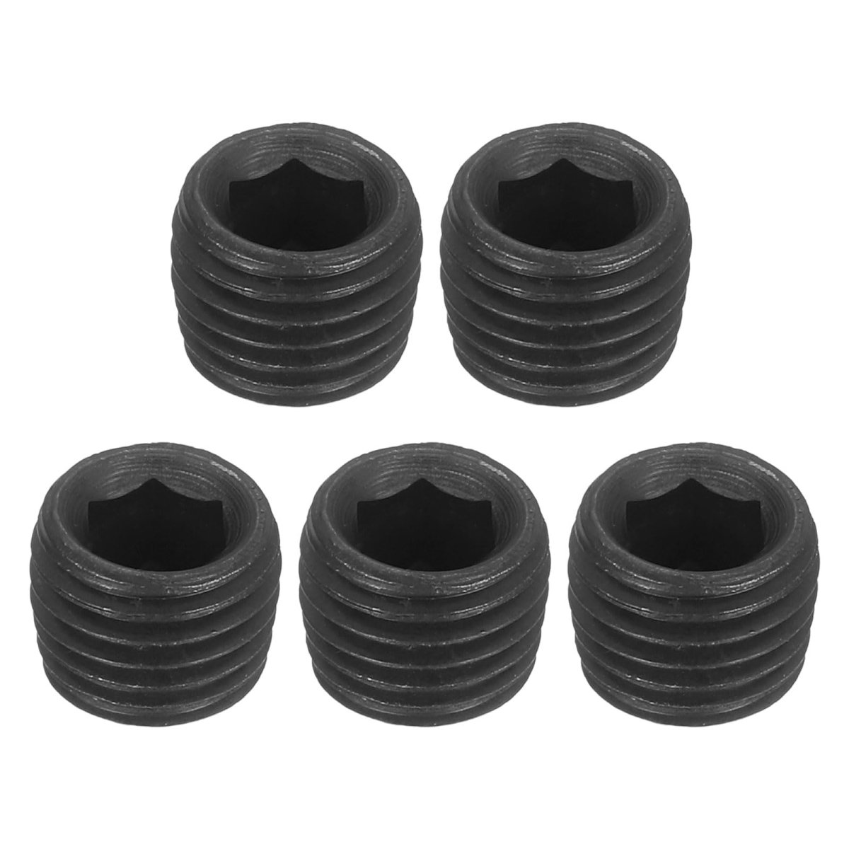 5pcs Male Thread Socket Pipe Plugs Npt 1 16 Carbon Steel Internal Hex Caps For Fitting And Sealing Black