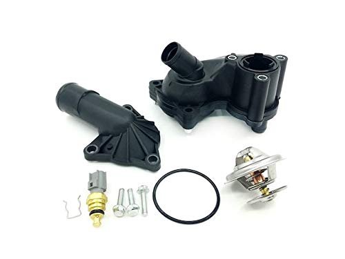 Thermostat Housing Kit With 1 Sensor For 2005 2010 Ford Mustang 4 0l V6 Oe Style Plastic Assembly Water Outlet And Temperature