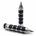 Hongk- Chromed Spike Rubber 1 Handlebar Grips Compatible With Kawasaki Nomad 1500 Fi Drifer Classic Mean Streak 800 1600 Vulcan