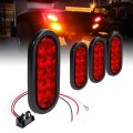 True Mods 4pc 6 Red Oval Led Trailer Tail Light Kit Dot Fmvss 108 Sae S2tsi6p2 Grommet Plug Included Ip67 Waterproof Stop Turn 