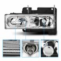 Amerilite Clear Crystal Led Halo Headlights Pair For Chevy Fullsize Truck Suv Passenger And Driver Side